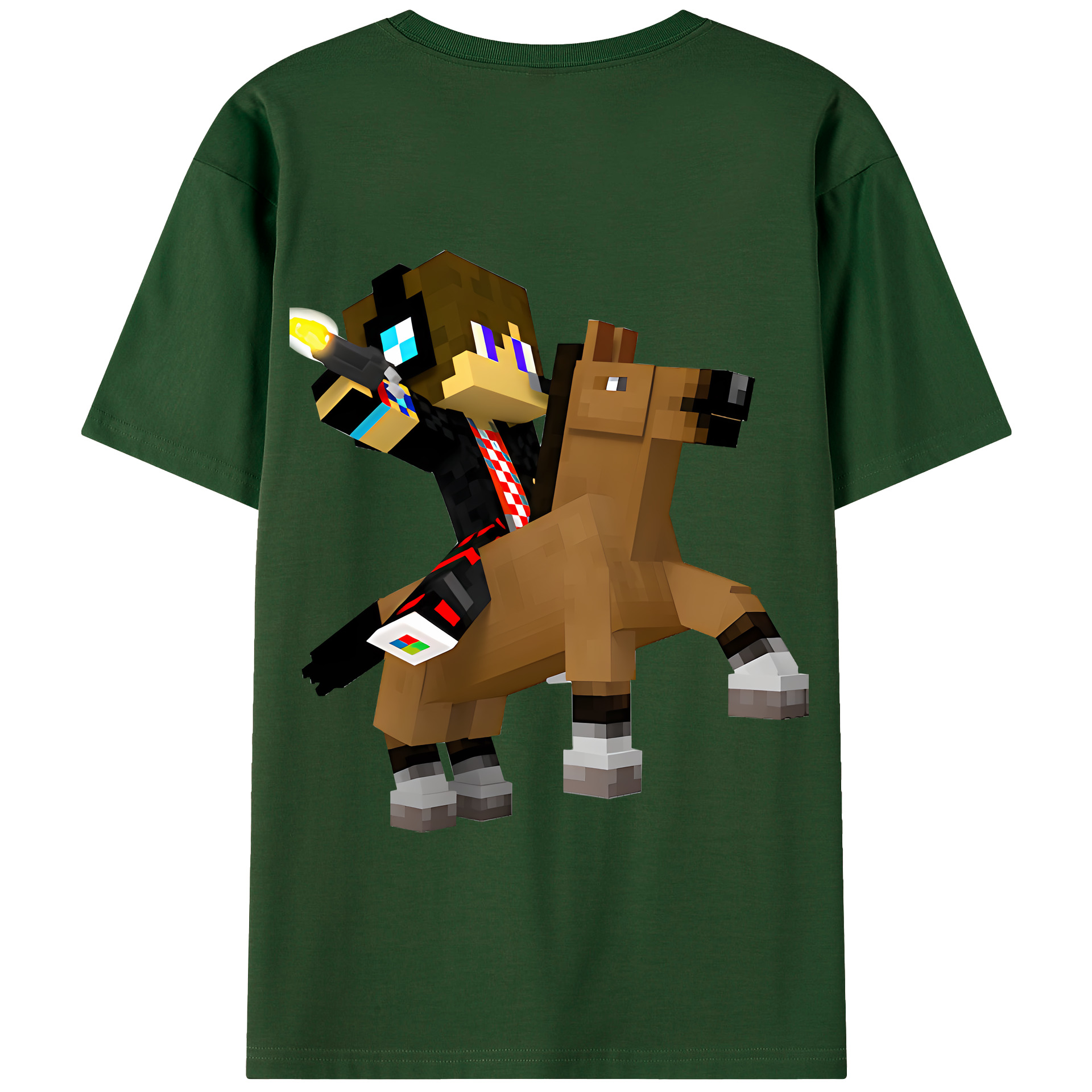 （画像用） マインクラフト ブロックの世界 Minecraft MC Block world 綿100％半袖Tシャツ（背面プリント）